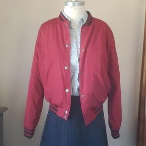 F21 burgundy puffy windbreaker bomber jacket
